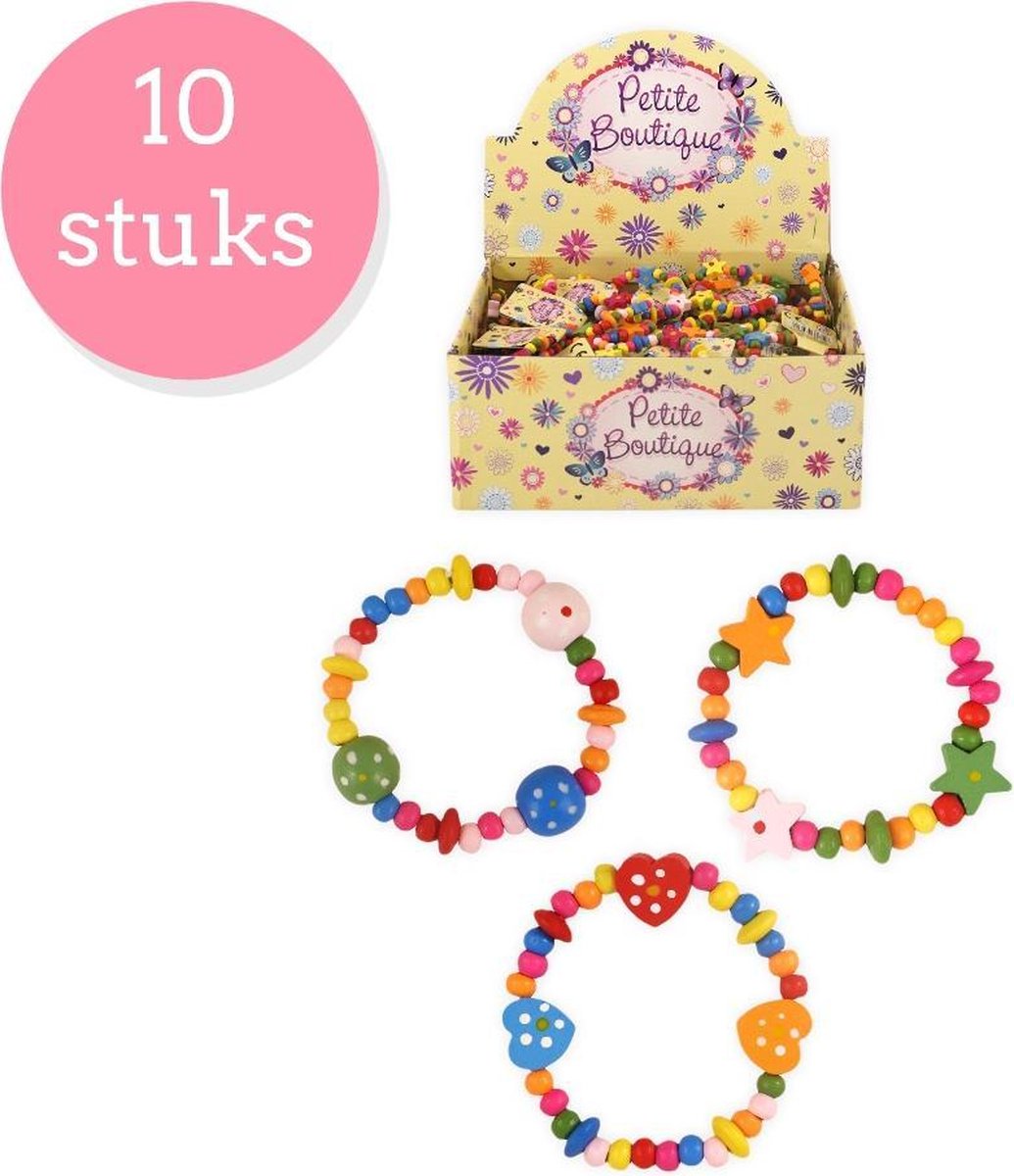 Uitdeelcadeaus houten armbandje hout - 10 Stuks - Traktatie - Klein speelgoed - GRATIS Verzending